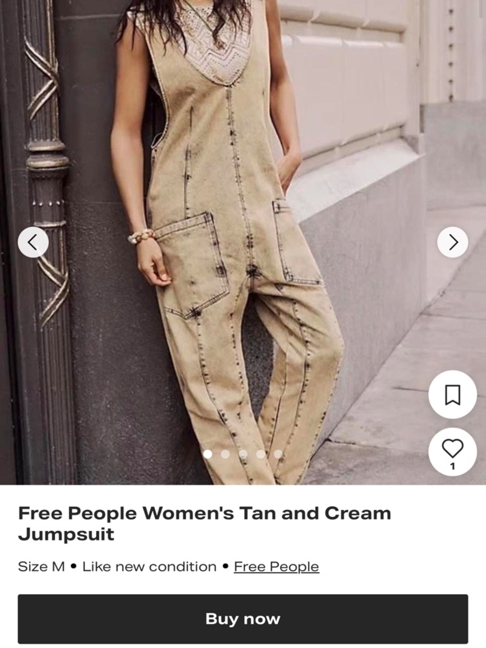 XS Free People Acid Wash Jumpsuit